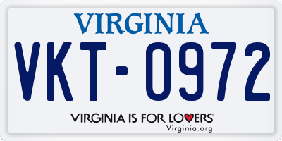 VA license plate VKT0972