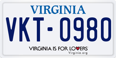 VA license plate VKT0980