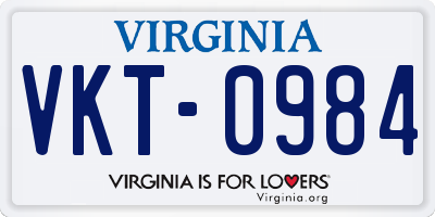 VA license plate VKT0984