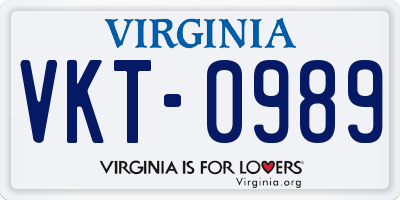 VA license plate VKT0989