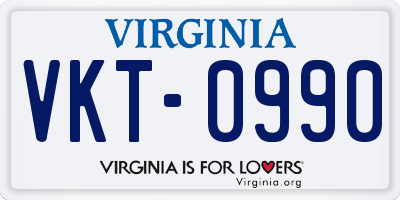 VA license plate VKT0990