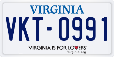 VA license plate VKT0991