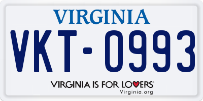 VA license plate VKT0993
