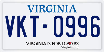 VA license plate VKT0996