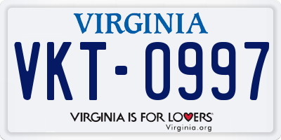 VA license plate VKT0997