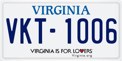 VA license plate VKT1006