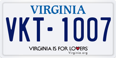 VA license plate VKT1007