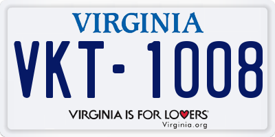 VA license plate VKT1008