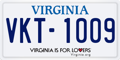 VA license plate VKT1009