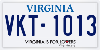 VA license plate VKT1013