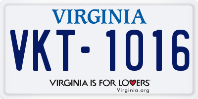 VA license plate VKT1016