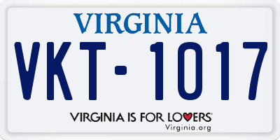 VA license plate VKT1017