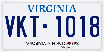 VA license plate VKT1018