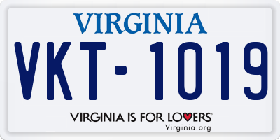 VA license plate VKT1019