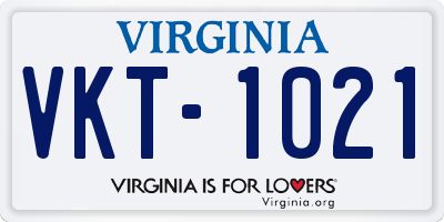 VA license plate VKT1021