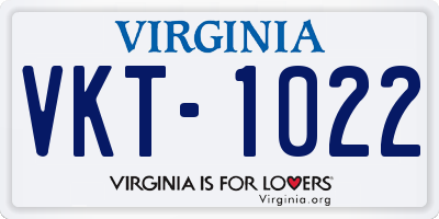 VA license plate VKT1022
