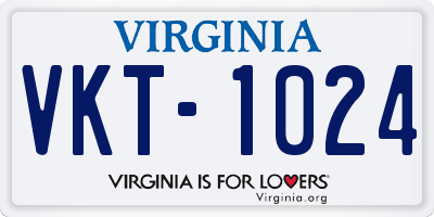 VA license plate VKT1024
