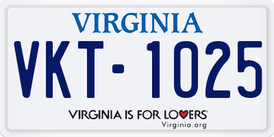VA license plate VKT1025