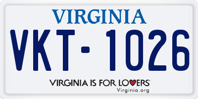 VA license plate VKT1026