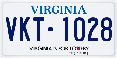 VA license plate VKT1028