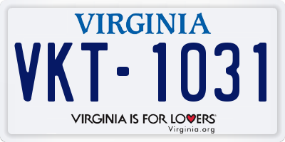VA license plate VKT1031