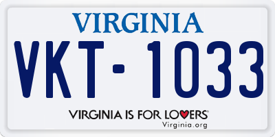VA license plate VKT1033