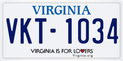 VA license plate VKT1034