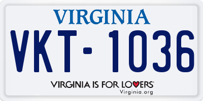 VA license plate VKT1036