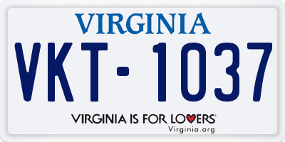 VA license plate VKT1037