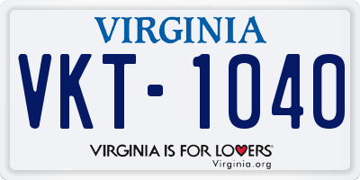 VA license plate VKT1040