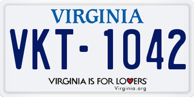 VA license plate VKT1042