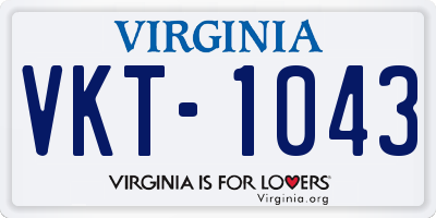 VA license plate VKT1043