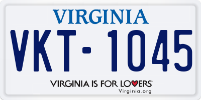 VA license plate VKT1045