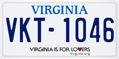 VA license plate VKT1046