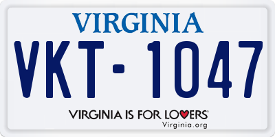 VA license plate VKT1047