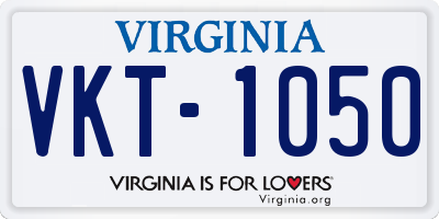 VA license plate VKT1050