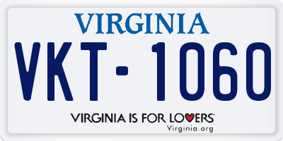 VA license plate VKT1060