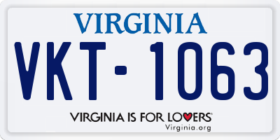 VA license plate VKT1063