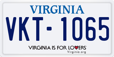 VA license plate VKT1065