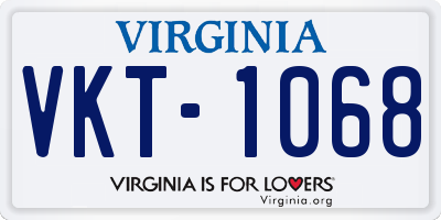 VA license plate VKT1068