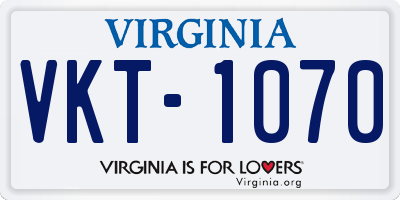 VA license plate VKT1070