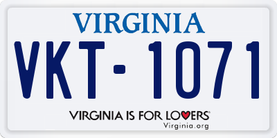 VA license plate VKT1071