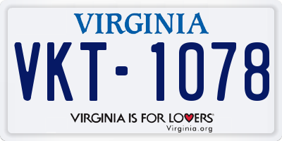 VA license plate VKT1078