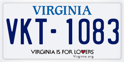 VA license plate VKT1083