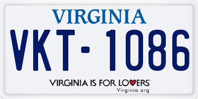 VA license plate VKT1086