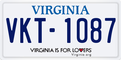 VA license plate VKT1087
