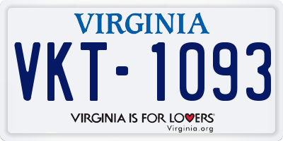 VA license plate VKT1093