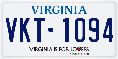 VA license plate VKT1094