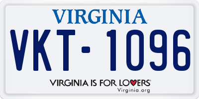 VA license plate VKT1096