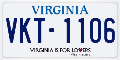 VA license plate VKT1106